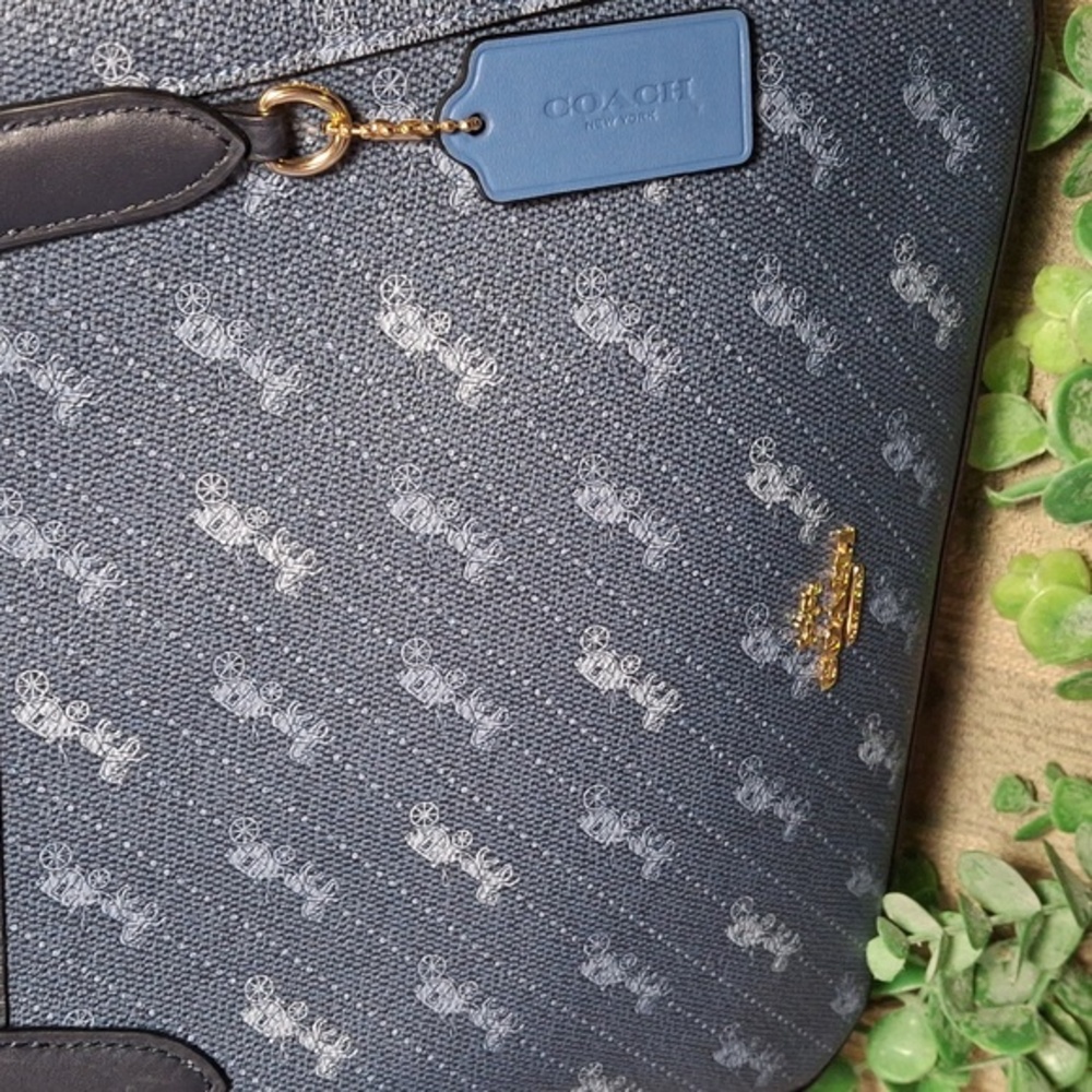 Coach Navy Blue Monogram Tote - Picture 2 of 16